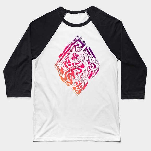 Sunset Sky Abstract Rhombus Baseball T-Shirt by kenallouis